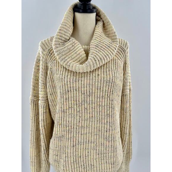 Free People Cream Ivory Confetti Cowl Neck Sweater - Picture 1 of 10